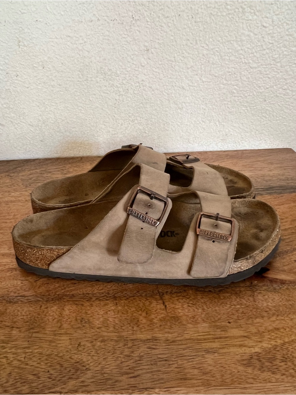 Birkenstock Arizona Leather Tan Sandals Size 44 M 11-11.5 Regular Fit